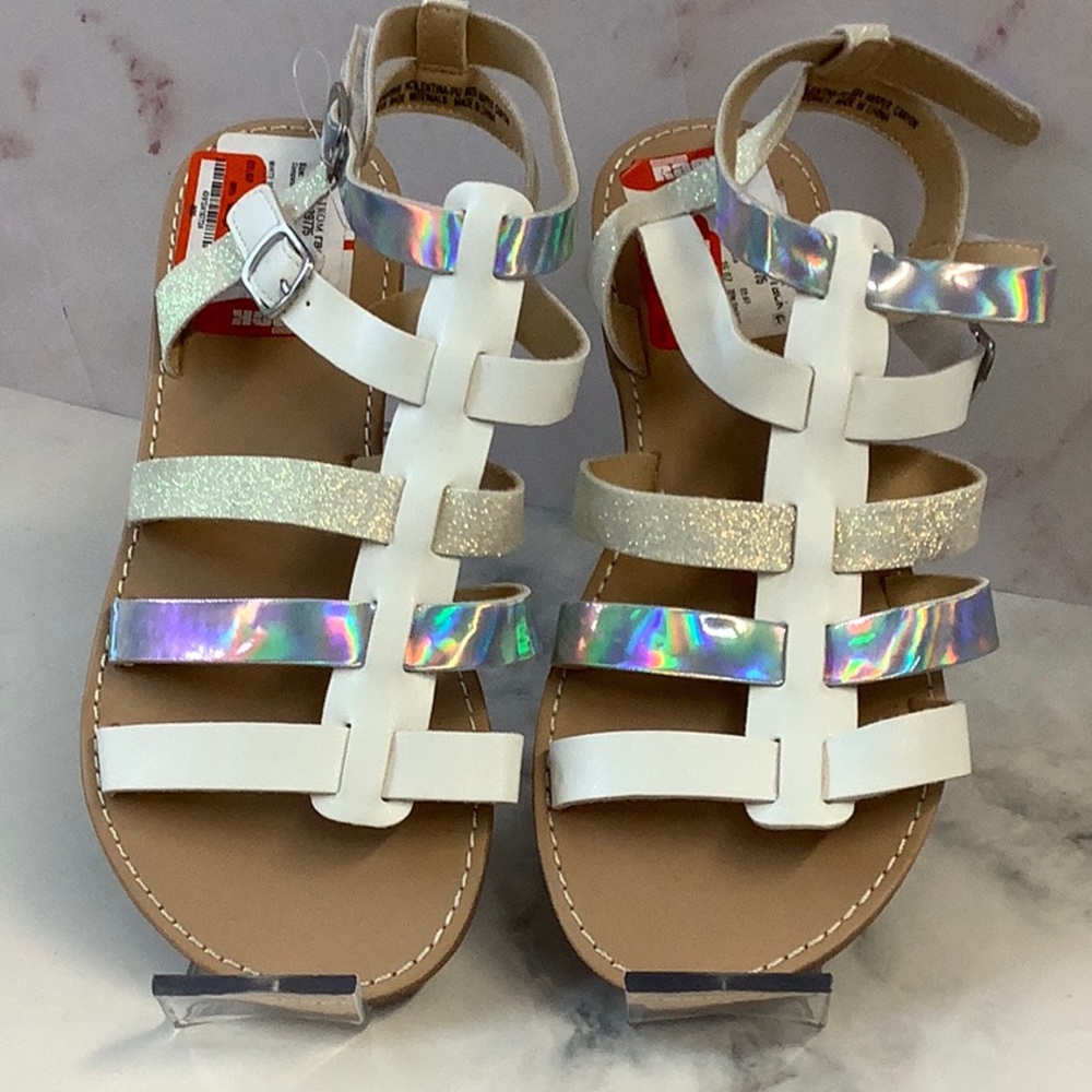 NWT Harper Canyon White and Holographic Strappy Sandals